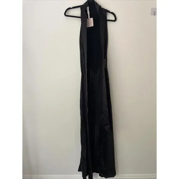 Revolve Sau Lee Black Penelope Halter Tie Neck Maxi Gown Size 2 NWT $550 msrp - Picture 7 of 8